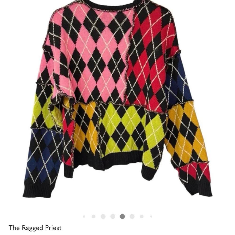 THE RAGGED PRIEST | The Fresher Knit Argyle Sweater, Size Small